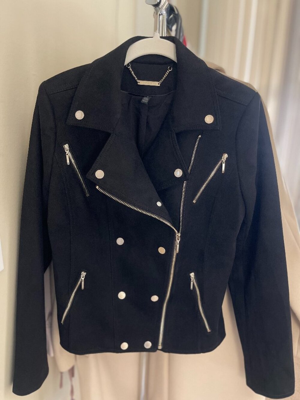 WHBM- Faux suede moto jacket